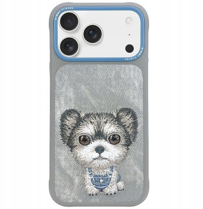 Mbështjellës telefoni Nimmy Big Eyed Pet 2.0 Dog për iPhone 17 Pro Max, silikoni TPU, gri