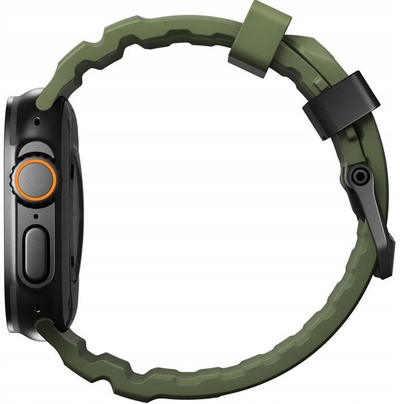 Byzylyk ore Rocky Point Band për Apple Watch, 46mm 49mm, gome FKM, ngjyrë jeshile Forest me metal i zi