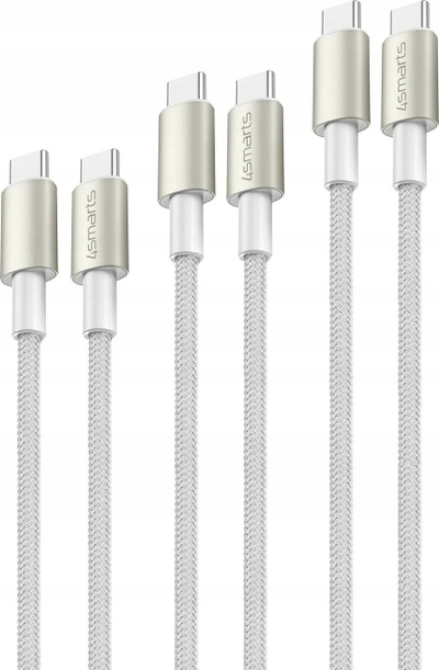 Kabllo USB C 4smarts PremiumCord, USB C në USB C, 60W, set 3 copë