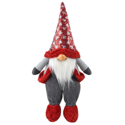 Stoli Krishtlindjesh Saska Garden Santa, xhuxh dekorativ, kapelë me shkëlqim, e kuqe