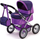 Кола за кукли Bayer Ulba Doll Pram, прилагодлива рачка, виолетова