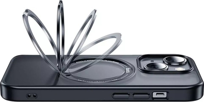Mbulesë telefoni Hoco AS1 për iPhone 15 Plus, me unazë MagSafe, e zezë