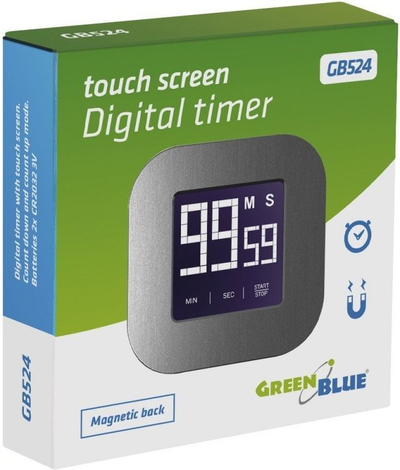 Kohëmatës dixhital GreenBlue GB524, ekran me prekje, magnetik, i zi