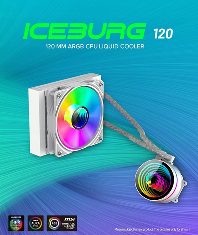 Ftohës uji CPU GameMax Iceburg 120mm ARGB, AIO, i bardhë