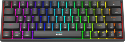 Tastierë gaming Marvo SHOGO 63, mekanike, me kabllo USB, me ndriçim RGB, e zezë