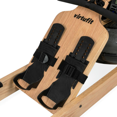 Машина за веслање VirtuFit Elite Water Resistance, резервоар со вода, Bluetooth поврзување, природен дабов дрвен финиш