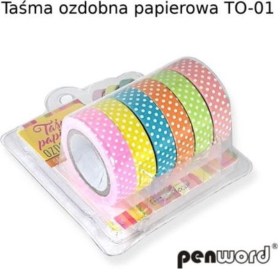 Декоративна самолеплива лента Penword TO-01, сет 6 парчиња, хартија, повеќебојна