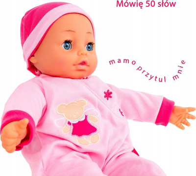 Kukull beb Bebolina 50 Fjalë, 40cm, me zë, rozë
