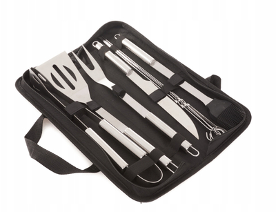 Set me vegla grilli në kuti 9 në 1, çelik inox, shumëpjesësh