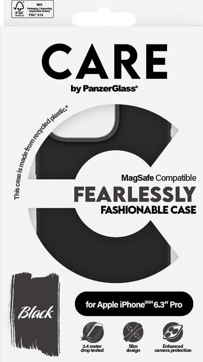 Mbulesë telefoni PanzerGlass CARE by Fashionable Case, MagSafe, iPhone 16 Pro, e zezë
