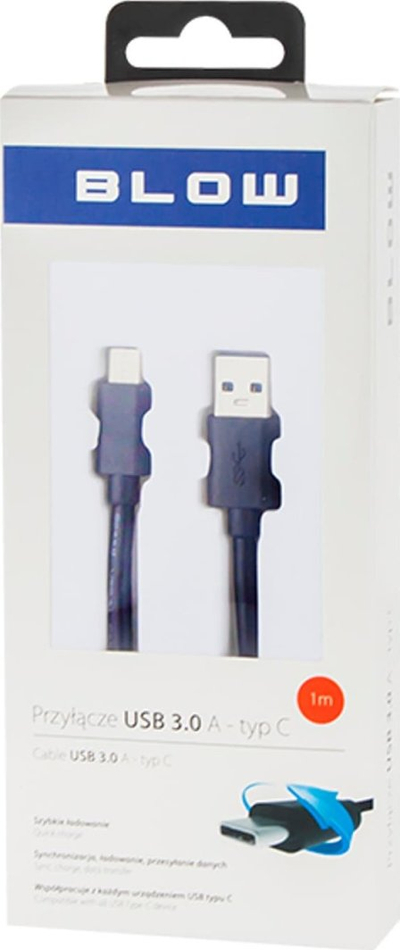 Kabllo USB Blow 66-123, USB-C në USB-A, USB 3.0, 1m, e zezë