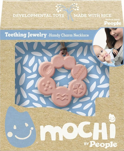 Varëse për dhëmbëzim Mochi Handy Charm, bioplastikë, për foshnja dhe kalamaj, shumëngjyrëshe