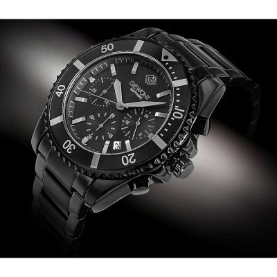 Orë kronograf Giewont GW3970-B1, titanium, xham safir, e zezë