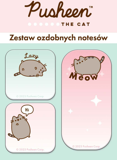 Set bllokësh ngjitës dekorativ Pusheen, 3 copë, vetëngjitës, shumëngjyrësh