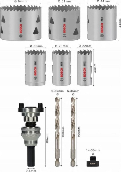 Set sharra rrethore Bosch Accessories 2608901550, PRO Multi Material, 22–64 mm, 1 copë