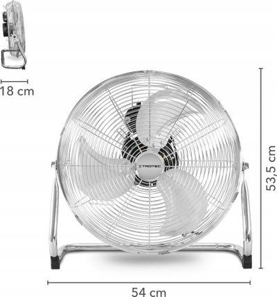 Ventilator për në dysheme Trotec TVM 18, 18", komplet metal, krom
