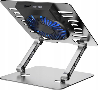 Stendë laptopi Art P12, alumin, lartësi e kënd i rregullueshëm, me ventilim, me LED