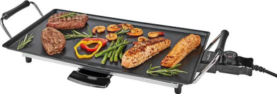 Grill elektrik tavoline Nedis Teppanyaki, 47.5cm x 26.5cm, me veshje jo ngjitëse, ngjyrë e zezë