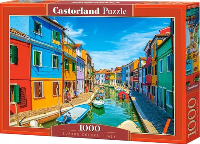 Puzzle me figura Castorland Burano Colors Italy Venice, 1000 copa, shumëngjyrësh