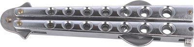 Hapëse shishesh Herbertz Butterfly, çelik inox AISI 420, stil balisong, krom