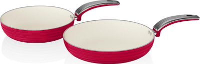 Set tenxheresh Swan Retro 5 copë, qeramike jo ngjitëse, për induksion, e kuqe