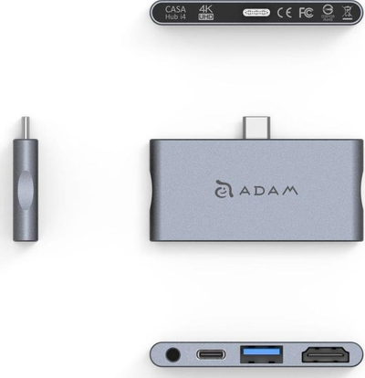 Hub USB C ADAM elements CASA Hub i4, 4 porta, HDMI 4K, gri hapësinor