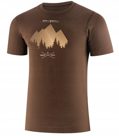 Термичка блуза Brubeck Outdoor Wool Pro, мерино волна, кратки ракави, кафеава, S