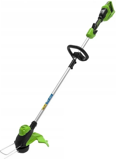 Trimer bari Greenworks Basic G24X2LT, 2x24V, bosht i palosshëm, jeshil