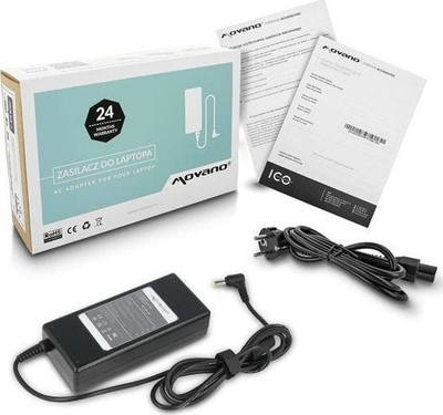 Adapter karikimi laptopi Movano 19V 4.74A, prizë 5.5x1.7 mm, për Acer Aspire TravelMate, ngjyrë e zezë