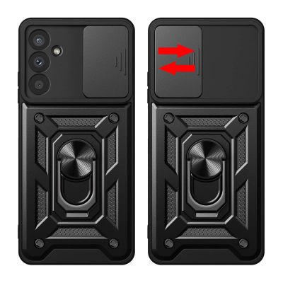 Mbulesë telefoni Camshield Armor për Samsung Galaxy M14, me mbrojtje kamere, me unazë qëndrimi, e zezë