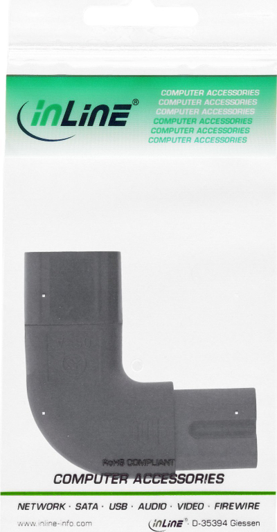 Adapter energjie INLINE IEC 60320 C8 në C7, me kënd 90°, 250V 2.5A, i zi
