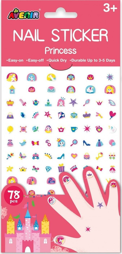 Ngjitëse për thonj Avenir Nail Stickers Princess, set dekor, shumëngjyrësh