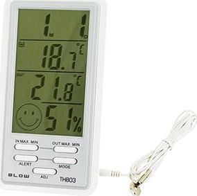Stacion moti Blow TH803, termometër dhe higrometër, ekran LCD, i bardhë