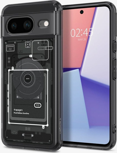 Mbrojtëse telefoni Spigen Ultra Hybrid Zero One, për Google Pixel 8, transparente, e zezë gri