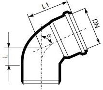 Lok Elbow Magnaplast Ultra dBB 75mm, kënd 15°, portokalli