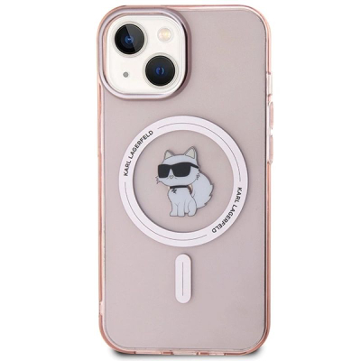 Kapak telefoni Karl Lagerfeld KLHMP15SHFCCNOP për iPhone 15, 14, 13 6.1", me MagSafe, rozë