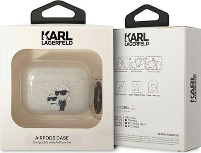 Mbulese Karl Lagerfeld KLAPHNKCTGT për AirPods Pro, Glitter transparente, TPU PC, transparente