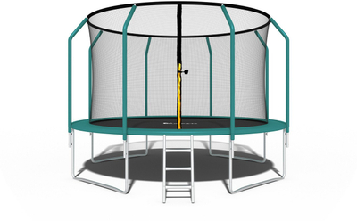 Trampolinë kopshti Funfit Premium, 374 cm 12ft, me rrjetë mrena dhe shkallë, jeshile