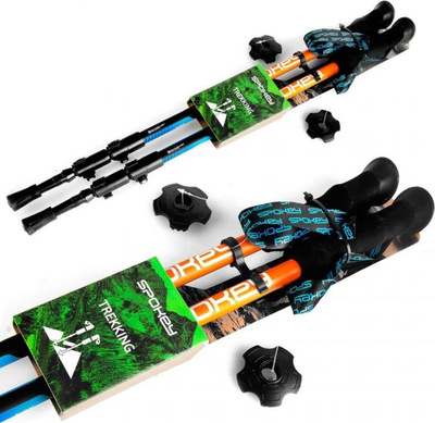 Shkopinj trekking Spokey Zion 926808, alumini, Alu Click Lock, 105–135 cm, portokalli blu