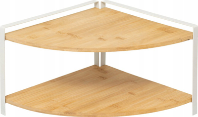 Raft këndor kuzhine 5five ORDERA, 2 nivele, 29.7 x 29.7 x 20.5 cm, bambu dhe metal i bardhë