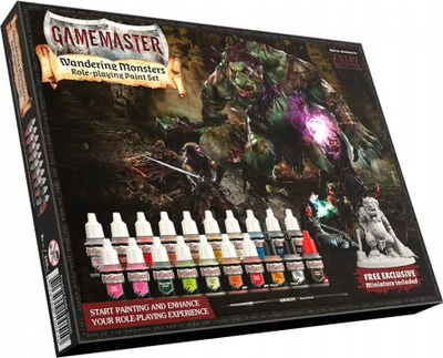 Сет бои за минијатури The Army Painter GameMaster Wandering Monsters, 15x18ml акрилни, вклучува металик, васх и прајмер