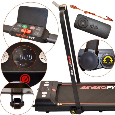 Tapet vrapimi EneroFit W100, me motor, paloset, ngjyrë e zezë