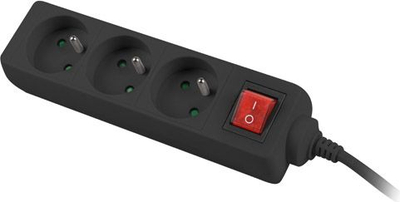 Rrymëndarës Lanberg PS1, me 3 dalje, kabllo 3 metra, i zi