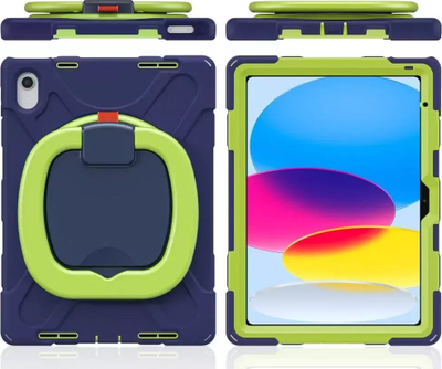 Mbulesë tableti Tech-Protect X-Armor për iPad 10.9 2022, me xham të fut më vete, me dorezë mbështetëse, blu-jeshile