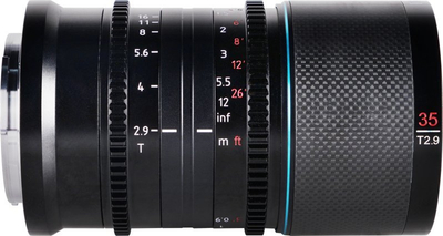 Objektiv anamorfik Sirui 35mm T2.9 1.6x Carbon Fiber Neutral Flare për DL-mount, i zi