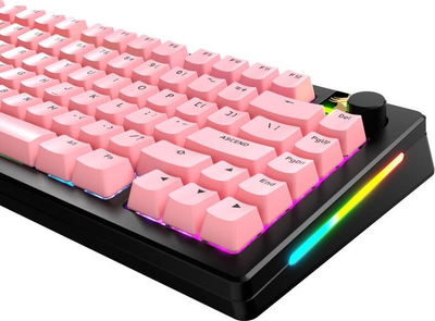 Set keycaps Glorious GPBT Basics, 131 taste PBT, universal për tastiera mekanike, rozë Potion Pink