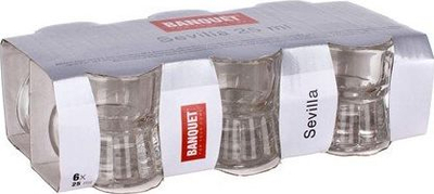 Set gotash me dorezë Banquet Sevilla, 6 copë, 25 ml, xham i kthjellët