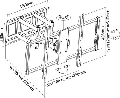 Mbajtëse televizori për mur InLine Wall mount 23111A 60 '' - 100 ''