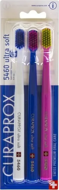 Furça dhëmbësh Curaprox CS 5460 Ultra Soft K1, set 3 copë, shumëngjyrëshe