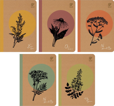 Fletore Elanders Notebook A5 Grid by Nature One Herb, 64 fletë, pako me 10 copë, shumëngjyrëshe